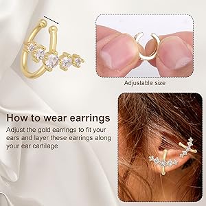 Amazon.com: 3pcs Gold Ear Cuff Earrings for Women, Non